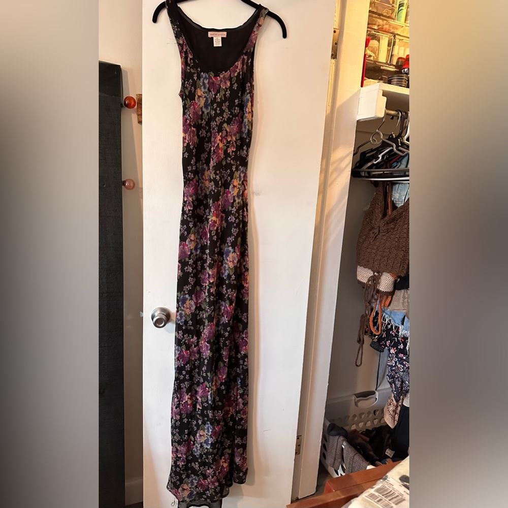 UO extra long dark floral gown (size XS)